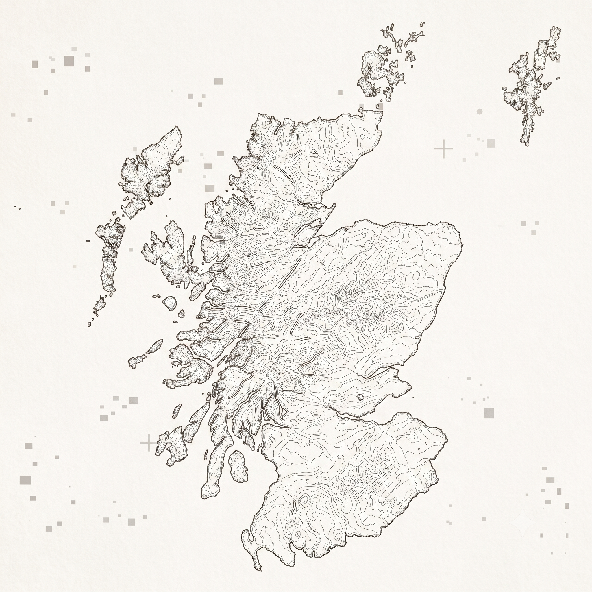 The Cosy Canvas Co. Topographic Contour Map of Scotland